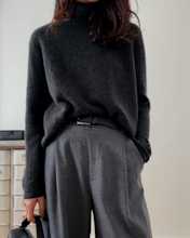 Mongolian Cashmere Fisherman Turtleneck Sweater Jamie-Lee Burns 4x5 thumbnail