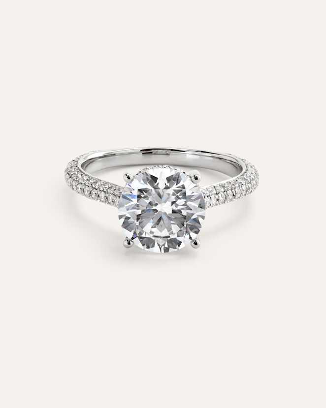 Platinum Lab Grown Diamond Round Pave Cathedral Engagement Ring - 3ct