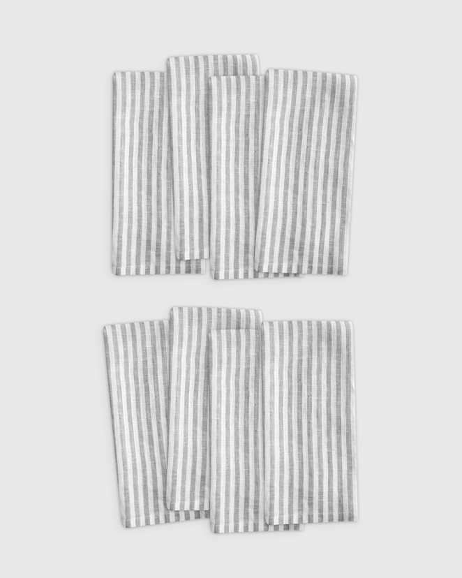 Grey/White Stripe European Linen Stripe Napkins (Set of 8)