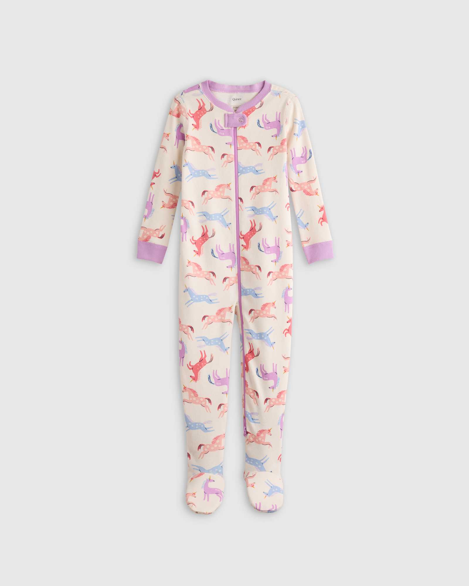 U--835-ICORN-133 EDITED unicorn 100% Organic Cotton Footie Pajama