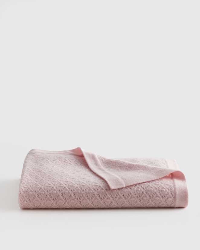 Minimal Pink Mongolian Cashmere Pointelle Baby Blanket