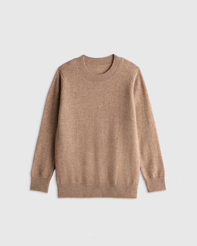 Oatmeal Washable Cashmere Crewneck Sweater