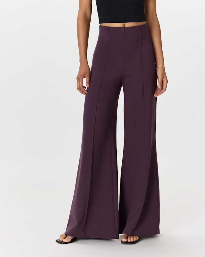 Dark Orchid Purple Ultra-Stretch Ponte Super Wide Leg Pants
