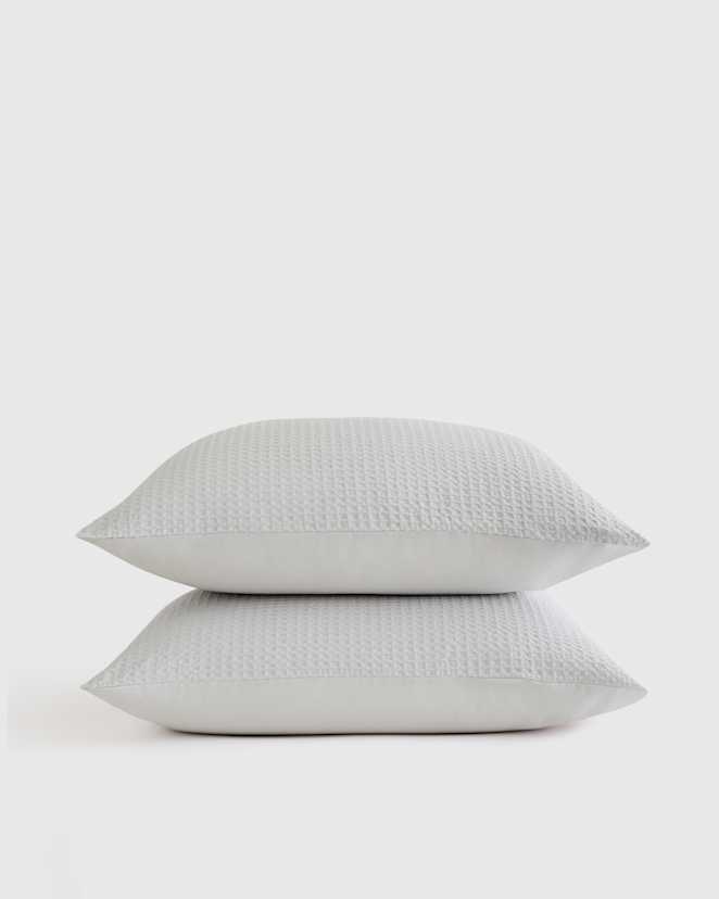 Light Grey Ensemble de taies décoratives en nid d'abeille de luxe biologique