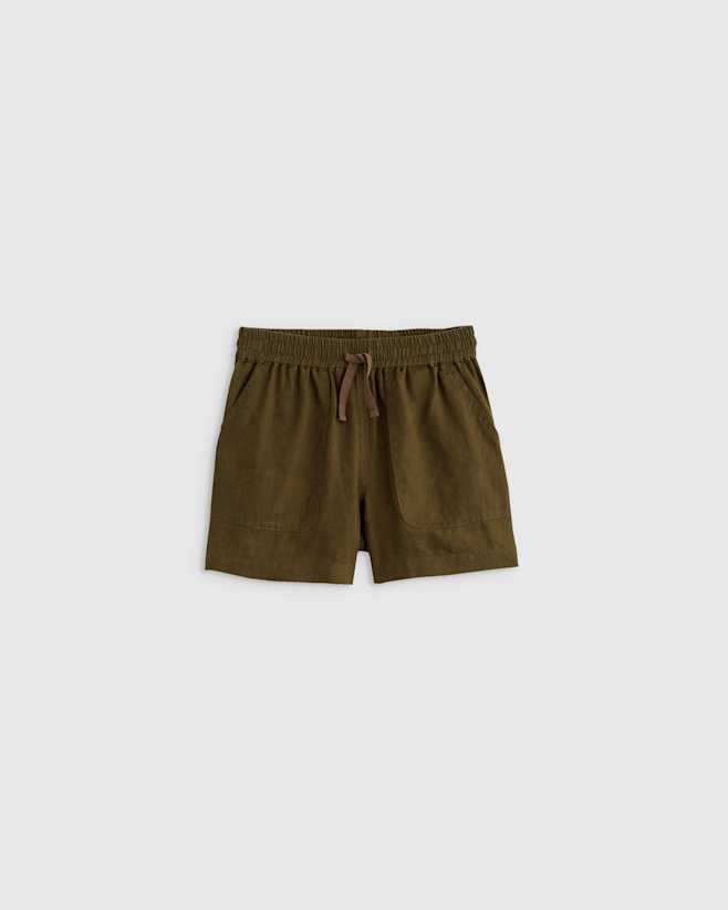 Martini Olive 100% European Linen Drawstring Shorts