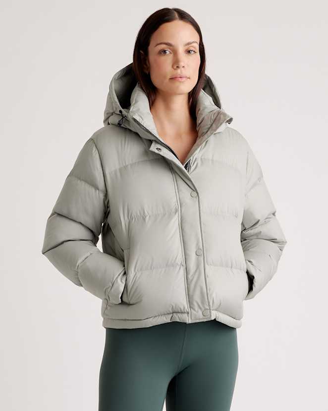 Seagrass Green Responsible Down Cropped Puffer Jacket