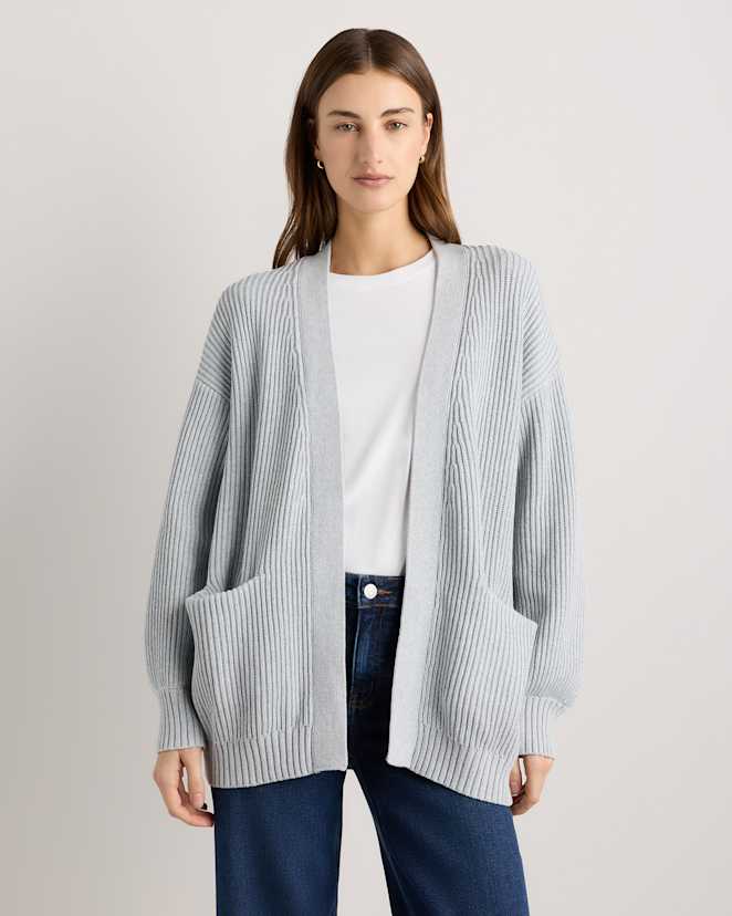 Heather Dove Grey 100% Organic Cotton Oversized Cardigan