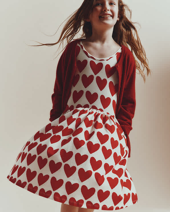 Red Hearts Organic Cotton Skater Dress