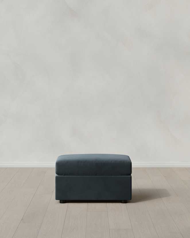 Pine Brennan Ottoman in Performance Velvet