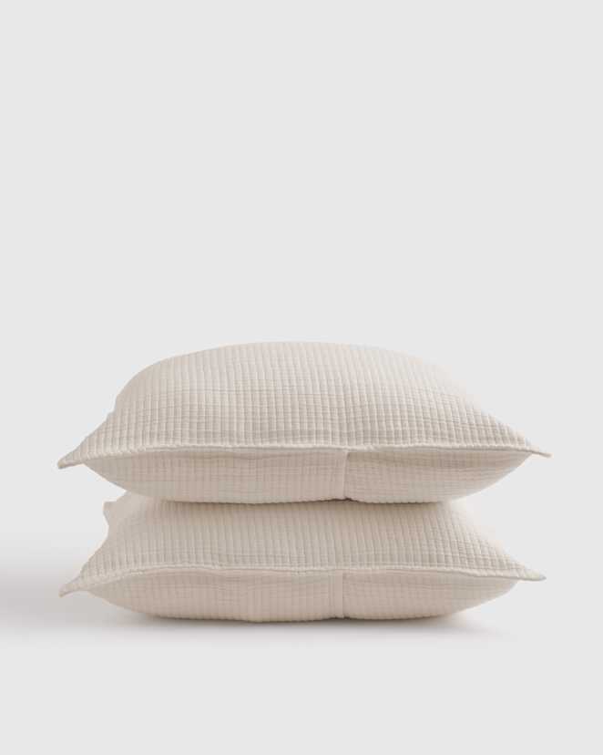 Ivory Organic Ribbed Cotton Shams