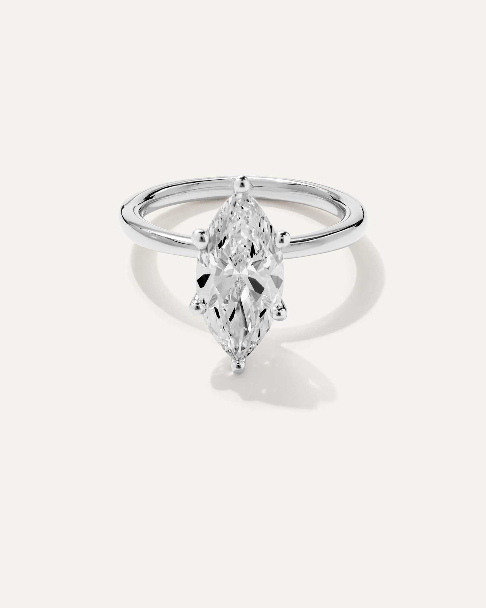 platinum Lab Grown Diamond Marquise Comfort Fit Engagement Ring - 3ct