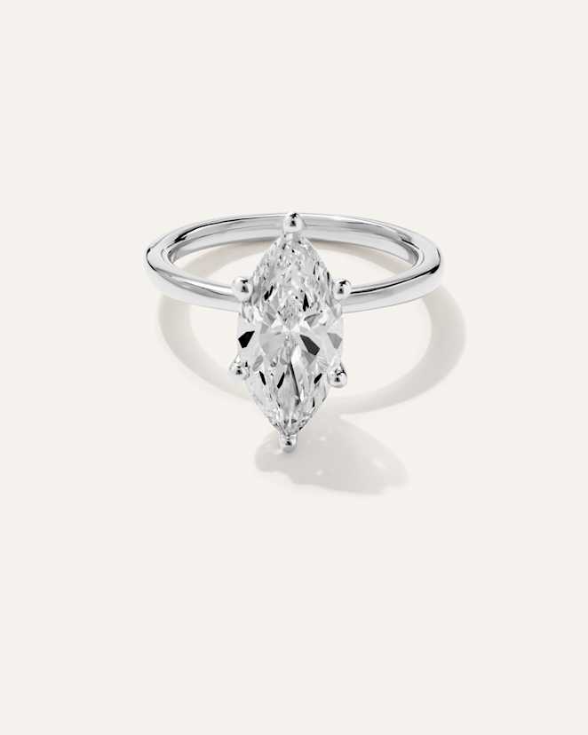 Platinum Lab Grown Diamond Marquise Comfort Fit Engagement Ring