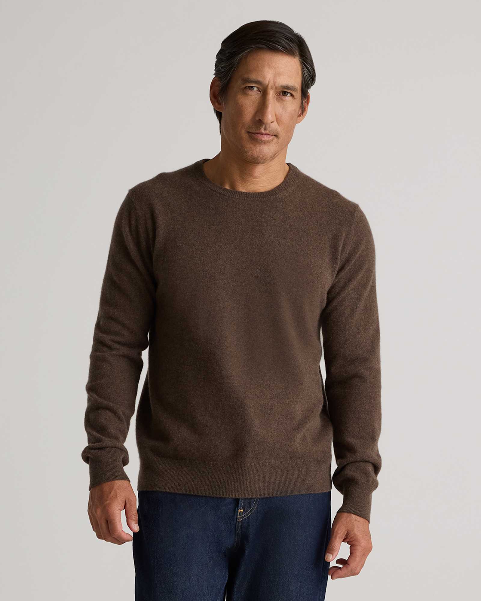 brown Mongolian Cashmere Crewneck Sweater