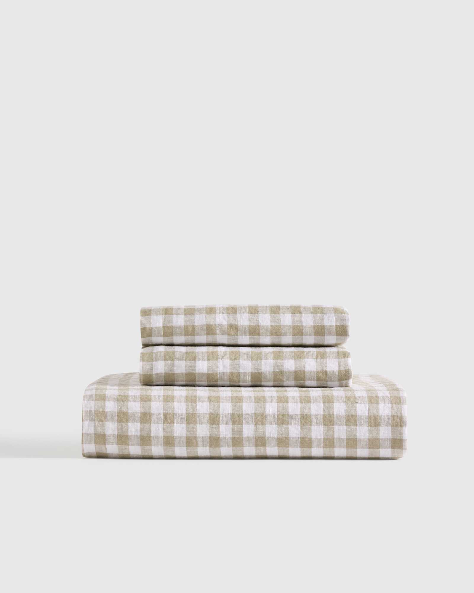 Willowleaf European Linen Gingham Fitted Sheet Set