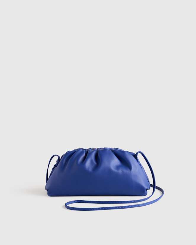 Electric Blue Italian Leather Pouch Crossbody Clutch
