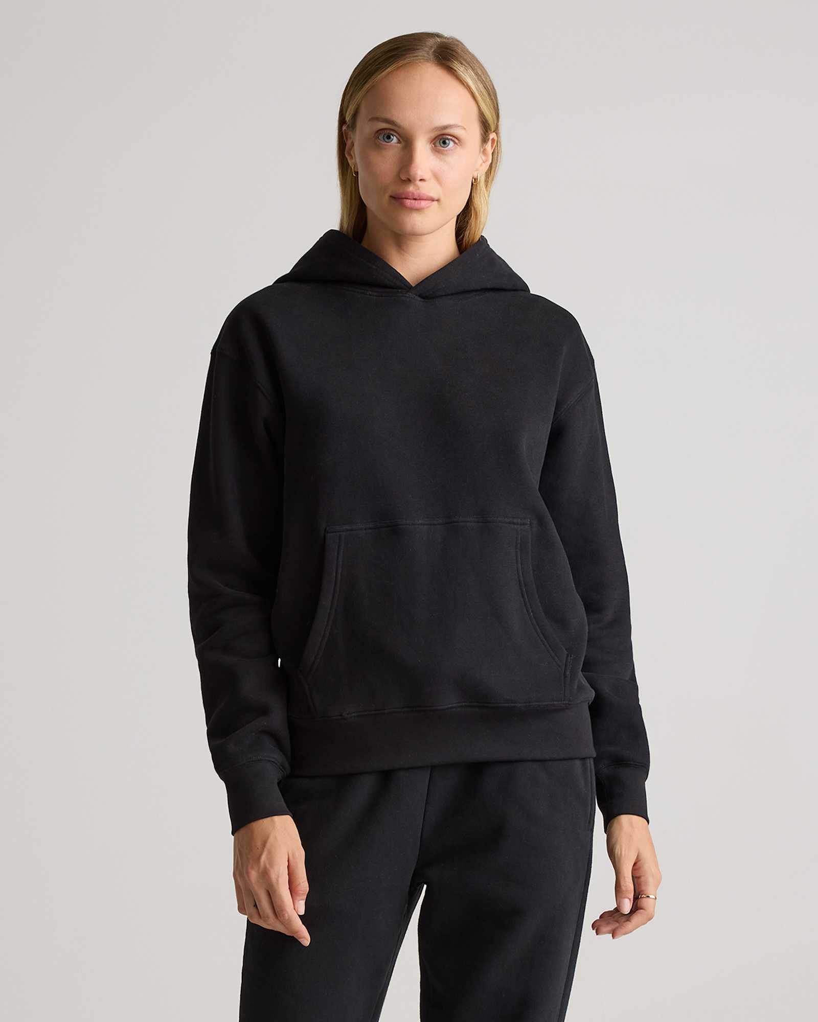 Black Organic Heavyweight Fleece Boyfriend Hoodie