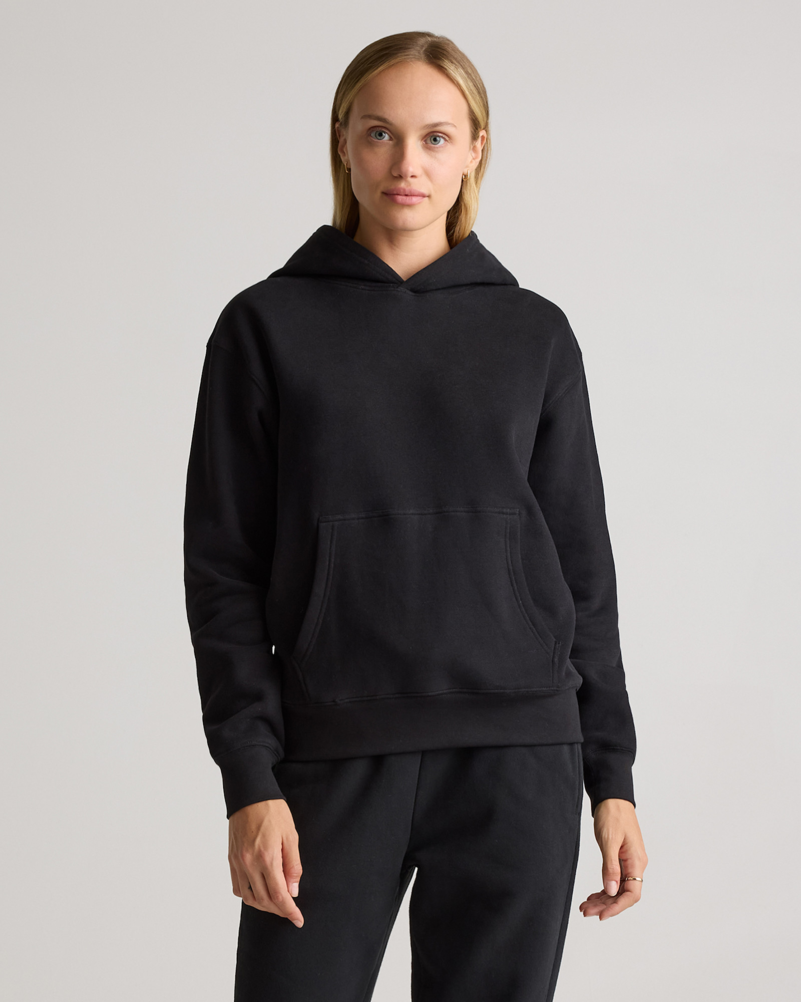 Black Organic Heavyweight Fleece Boyfriend Hoodie
