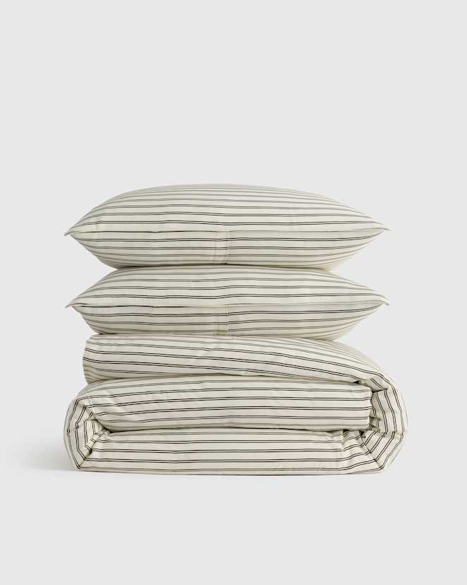 Double Stripe Espresso Bamboo Duvet Cover Set