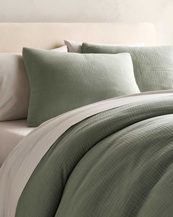 Dried Sage Organic Cotton Gauze Sham Set