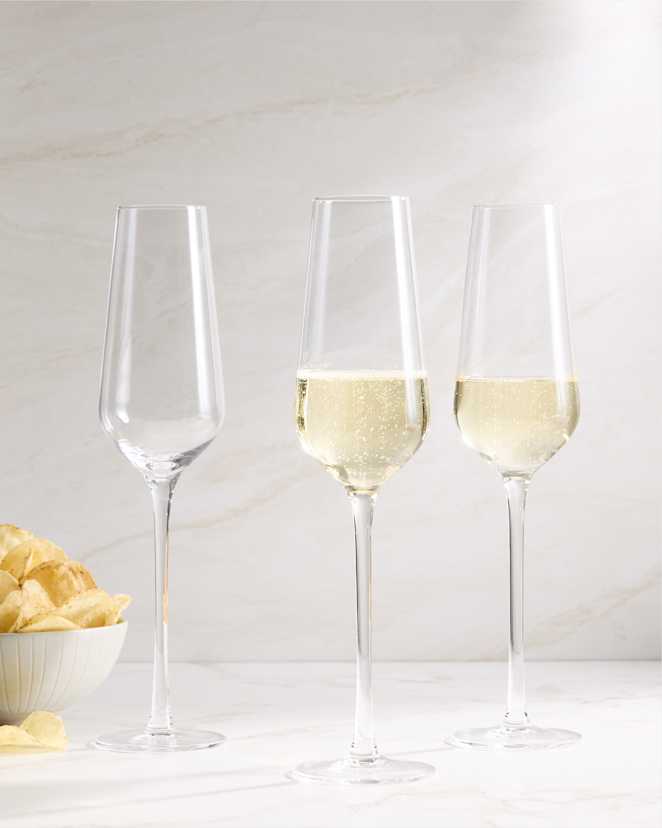 No Color Mouth Blown Champagne Flute (Set of 4)