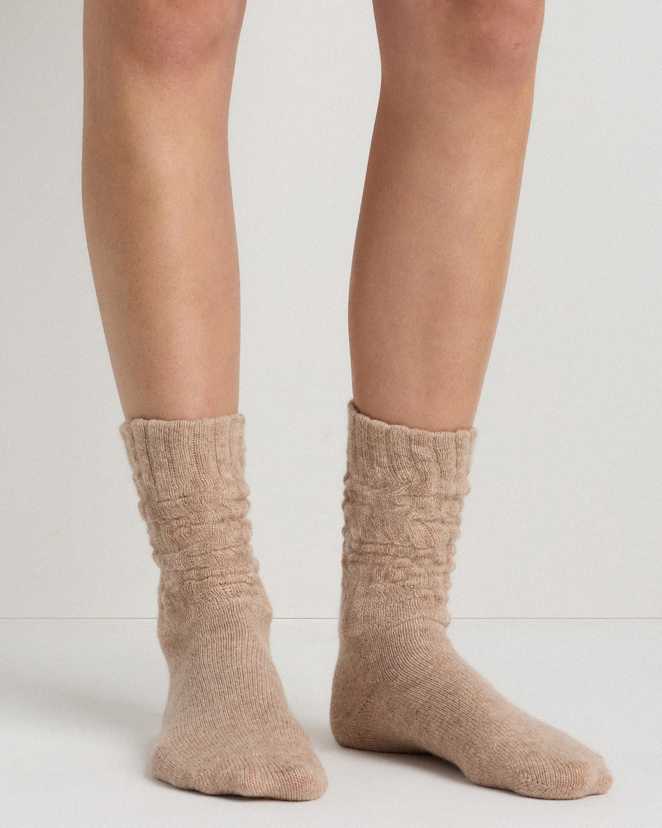 Oatmeal Mongolian Cashmere Slouch Sock
