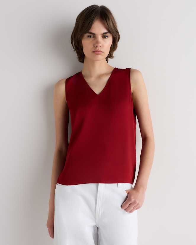 Clay Red Washable Stretch Silk Tank