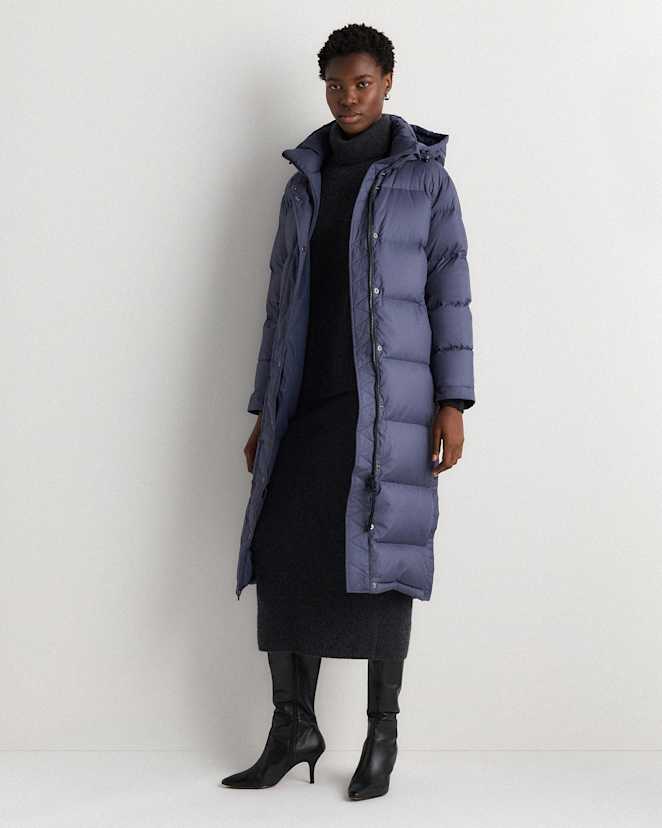 Storm Blue Responsible Down Long Puffer Jacket