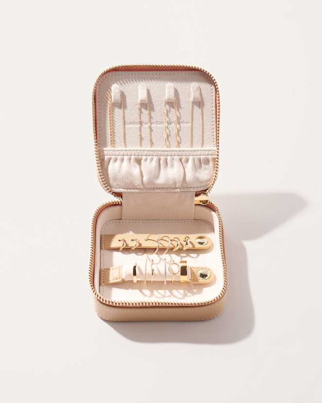 pink 1 Nude Leather Jewelry Travel Case