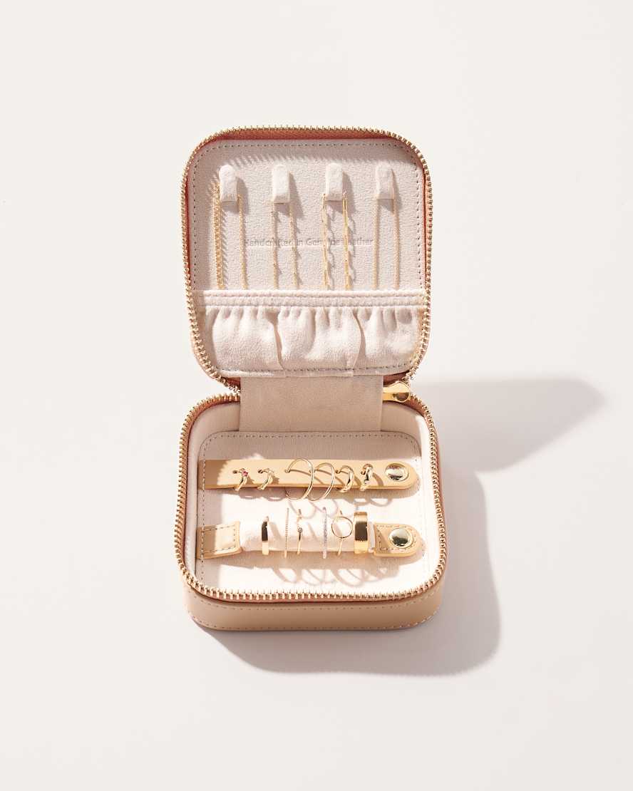 Nude Leather Jewelry Travel Case