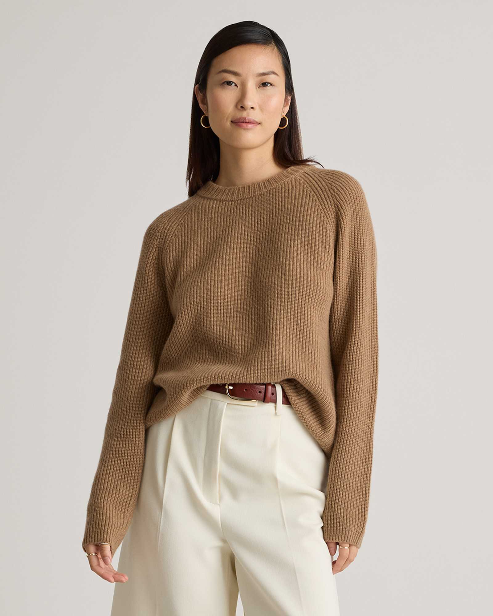 W-SWT-150-TEAK 1372 EDITED copy Teak Mongolian Cashmere Fisherman Crewneck Sweater