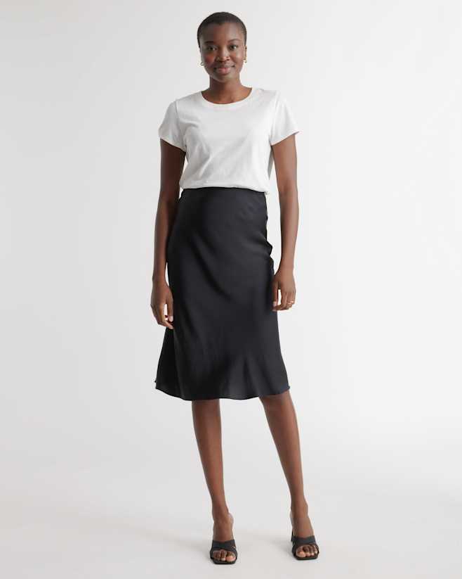 W-PNT-4-BLK 2363 Black 100% Washable Silk Skirt