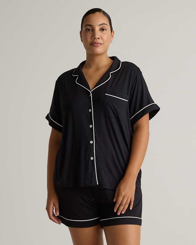 True Black Bamboo Jersey Short Sleeve Pajama Set