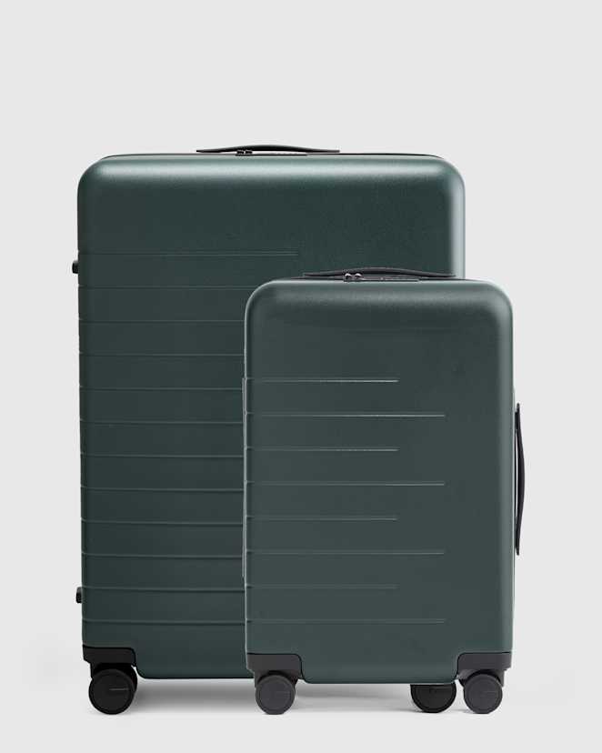 Dark Green Expandable Small Carry-On & Large Check-In Suitcase Bundle