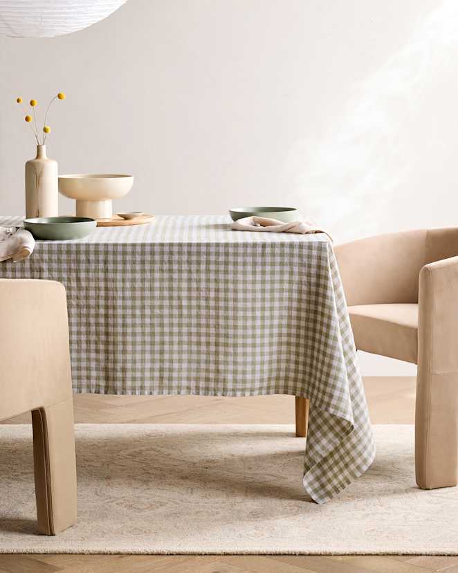 Willowleaf European Linen Gingham Tablecloth