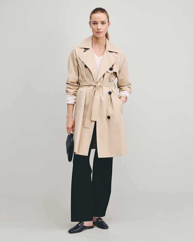 Light Khaki Comfort Stretch Trench Coat