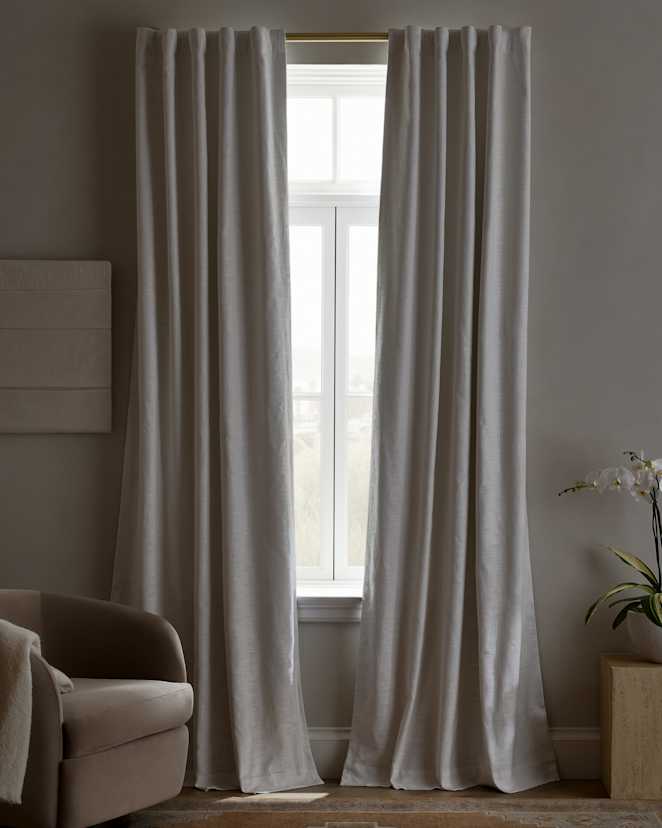 White Textured Cotton True Blackout Curtain
