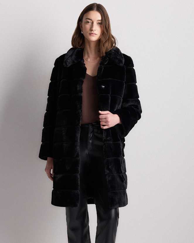 Black Faux Fur Long Coat