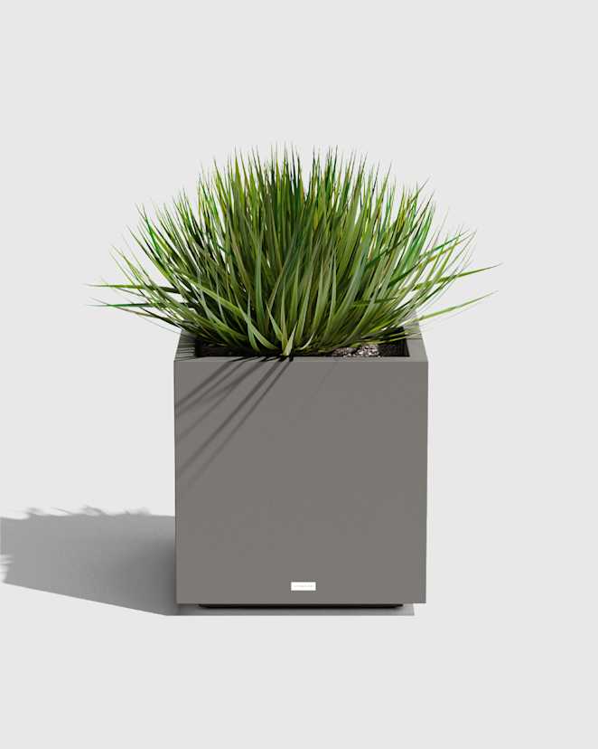 Grey Block Series All Weather Square Planter by Veradek