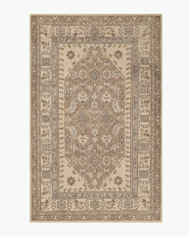 Beige Multi Pierce Hand-Knotted Wool Rug