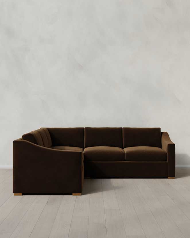 Java Hollis Slope Arm L Sectional in Performance Velvet