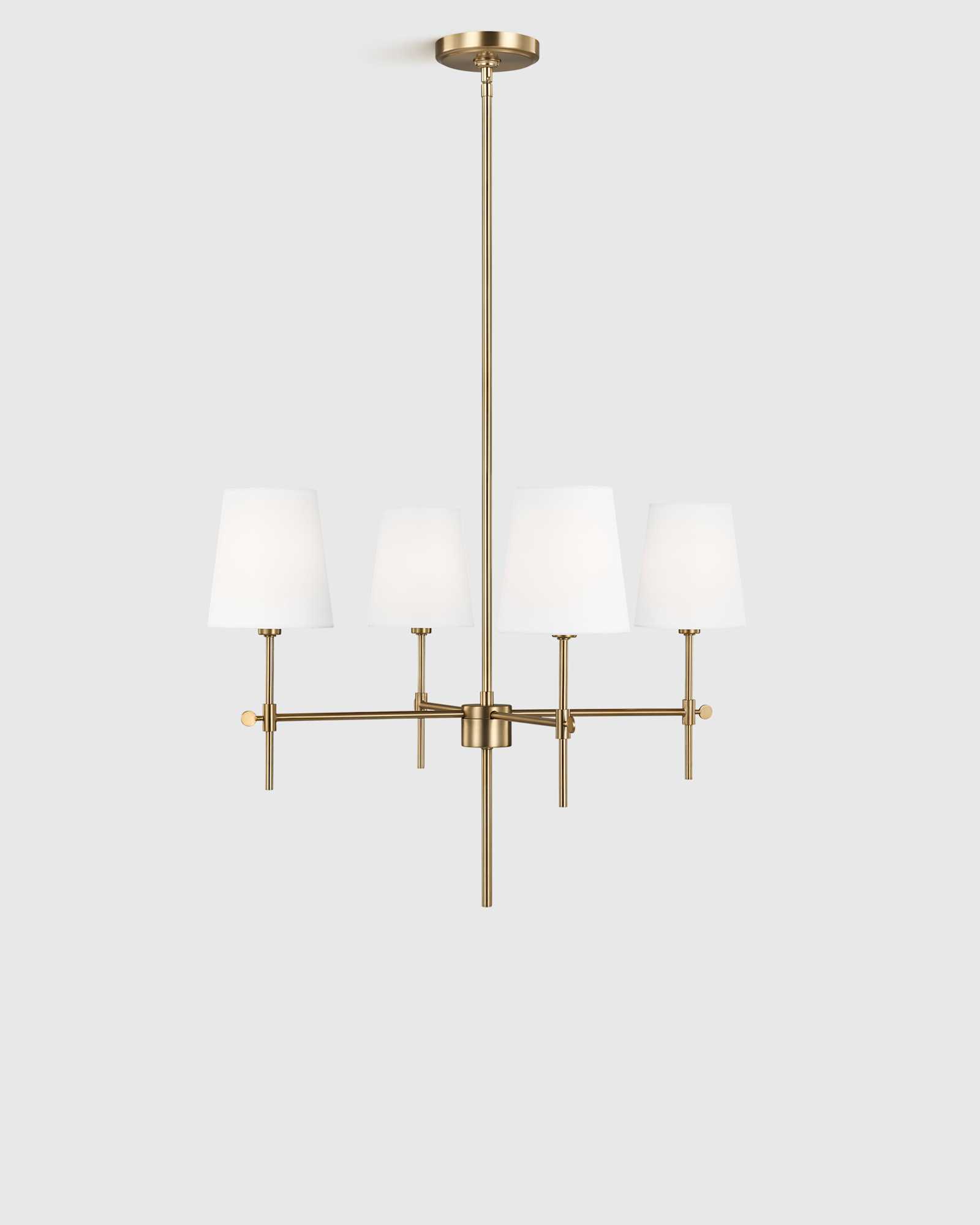 Brass Linear Steel Chandelier with Linen Shades