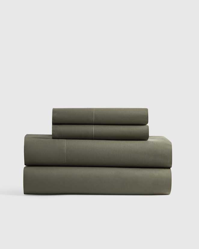 Dusty Olive Organic Crisp Percale Sheet Set