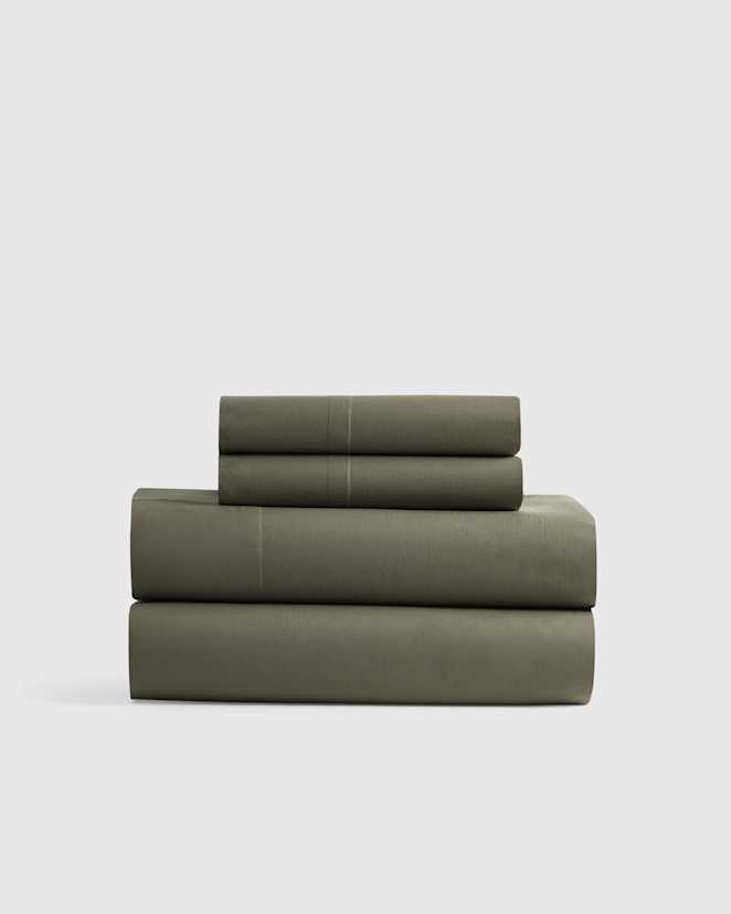 Dusty Olive Classic Organic Percale Sheet Set