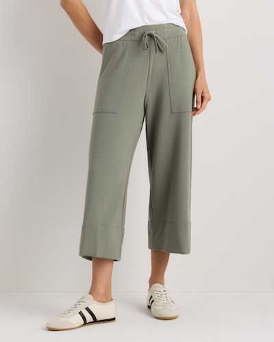 SuperSoft Fleece Cropped Wide Leg Pants