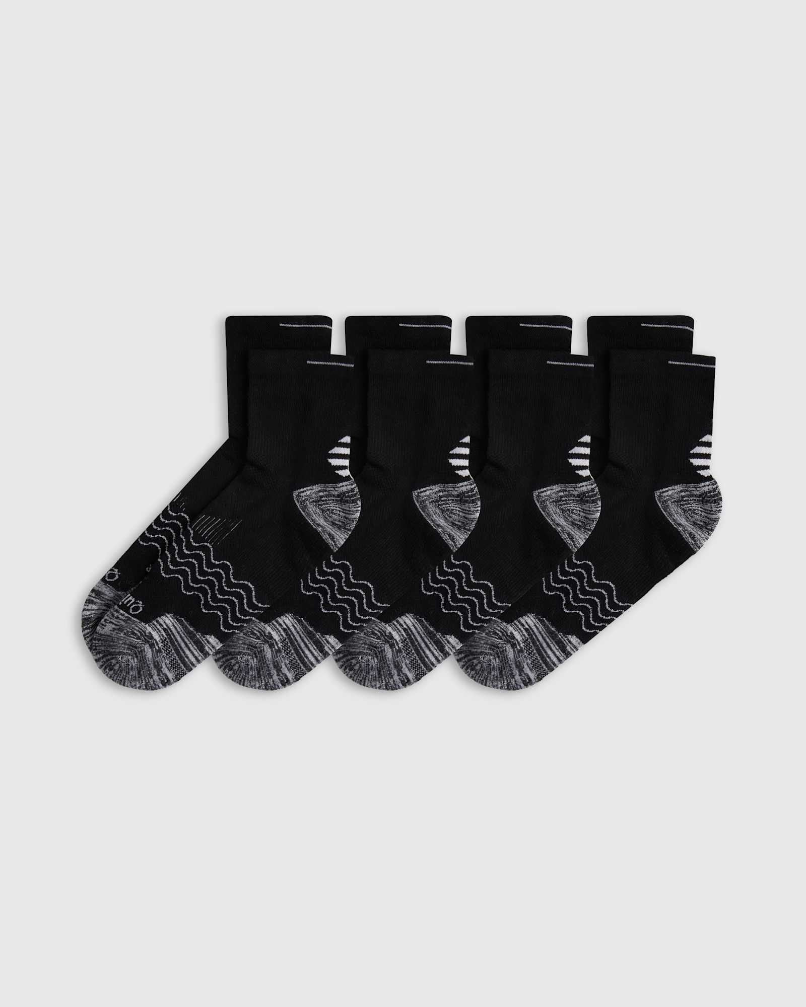 black Performance Running Quarter Socks (4-Pack)
