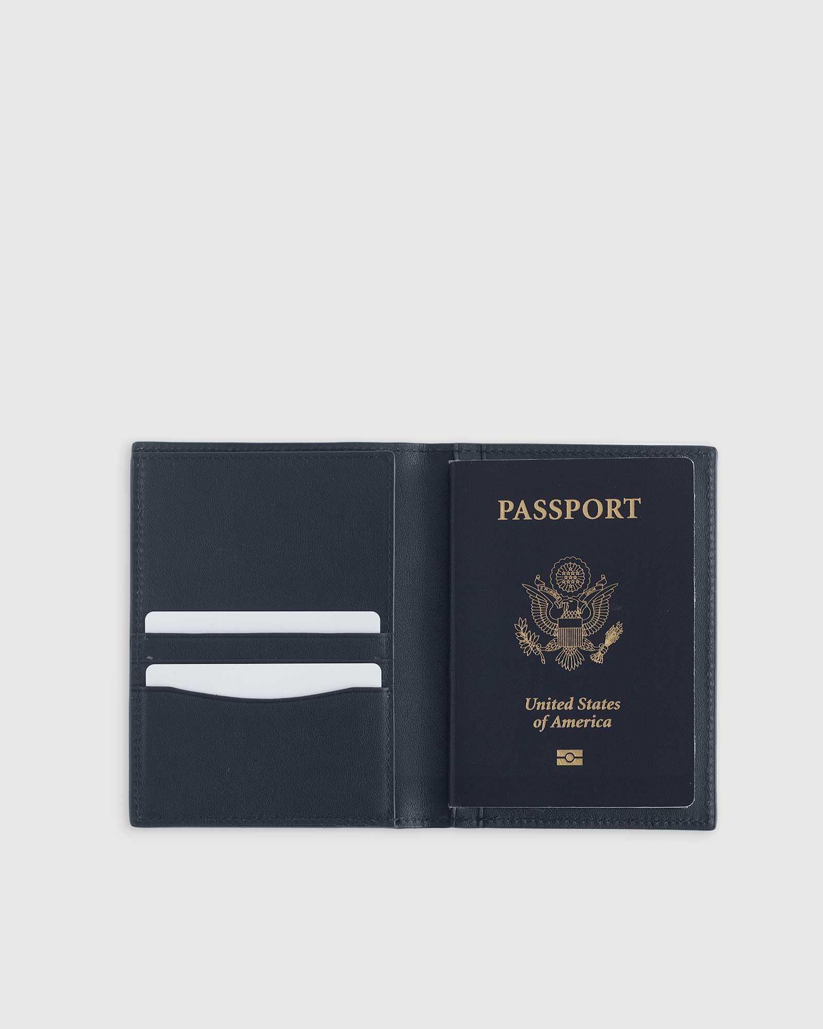 navy Nappa Leather RFID Blocking Passport Holder