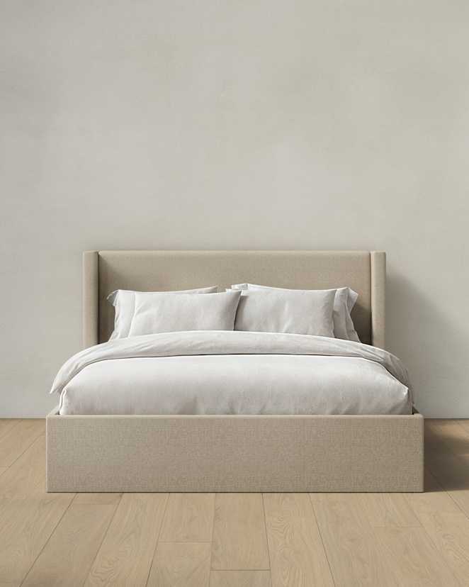 Flax 100% Linen Wingback Bed