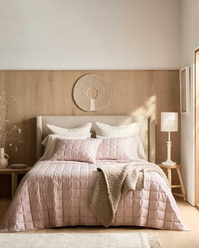 Soft Blush Bamboo Box Quilt Set