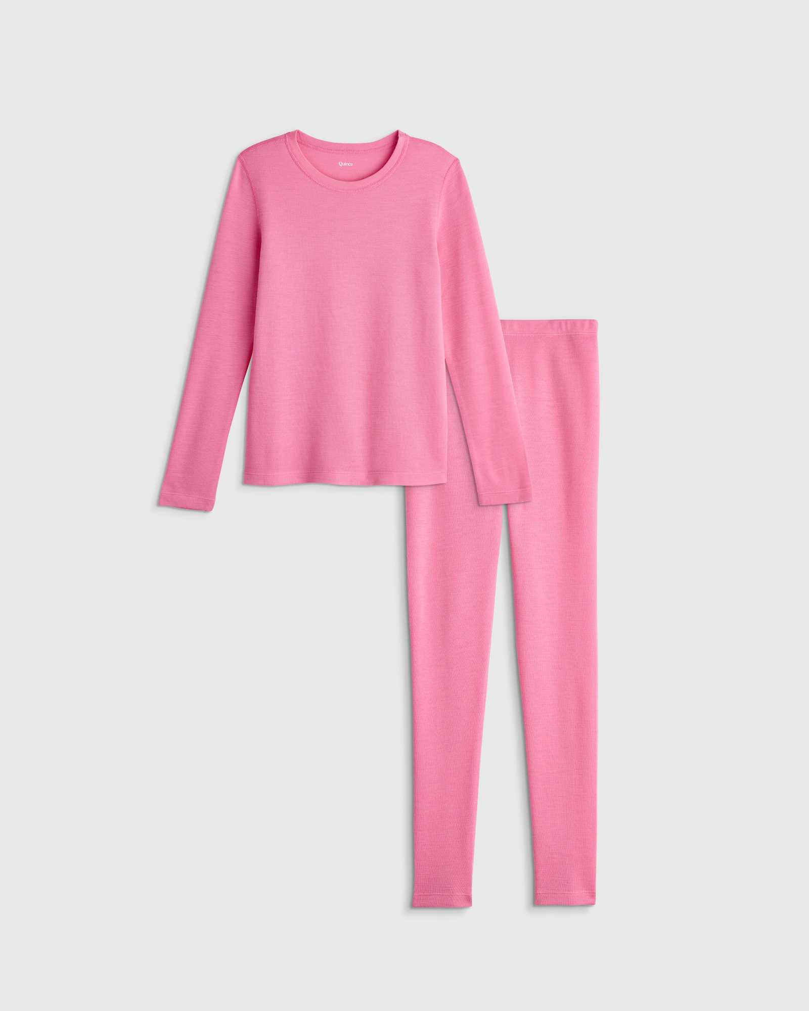 bright-blush 100% Merino Wool All-Season Base Layer Long Sleeve and Legging Set