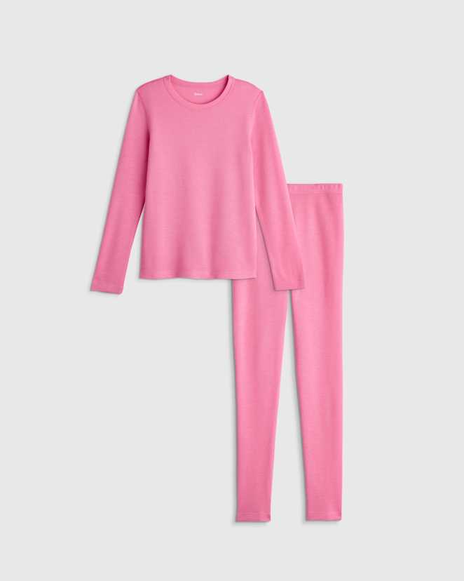 Bright Blush 100% Merino Wool All-Season Base Layer Long Sleeve and Legging Set
